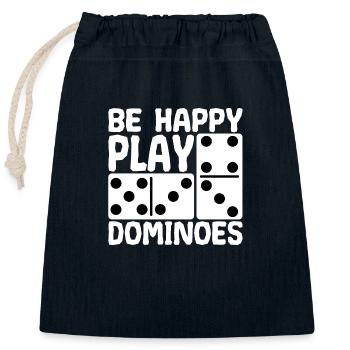 Dominoes Spiel Be Happy Play - Verschließbarer Geschenkbeutel aus Baumwolle (25x30cm) - Navy - Vorne