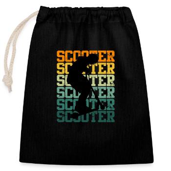 Scooter cadeau vintage roller skate skate park - Sac cadeau en coton avec cordon (25 x 30 cm) - noir - Devant