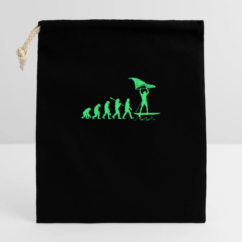 Wing Foil Evolution Affe Mensch Foiler Entwicklung Verschließbarer Geschenkbeutel aus Baumwolle (25x30cm)