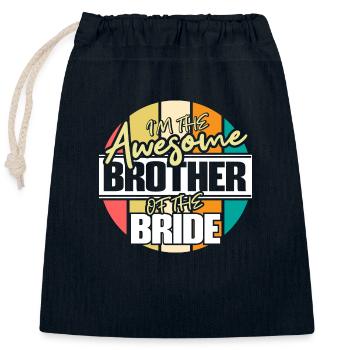 Brother of the Bride Sister Gift Idea - Closable cotton gift bag (25x30cm) - navy - Front