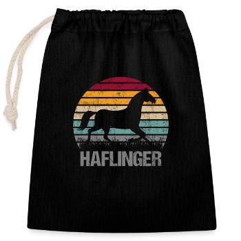 Haflinger Cheval Retro Vintage Silhouette - Sac cadeau en coton avec cordon (25 x 30 cm) - noir - Devant