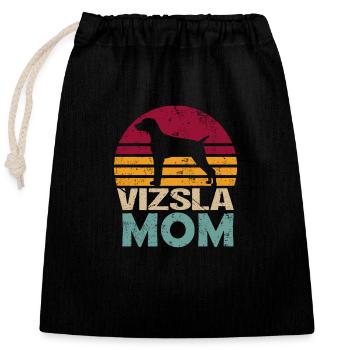Vizsla Hungarian Mama Mistress Retro - Closable cotton gift bag (25x30cm) - black - Front
