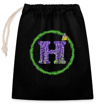 lavande h - Sac cadeau en coton avec cordon (25 x 30 cm) - noir - Devant