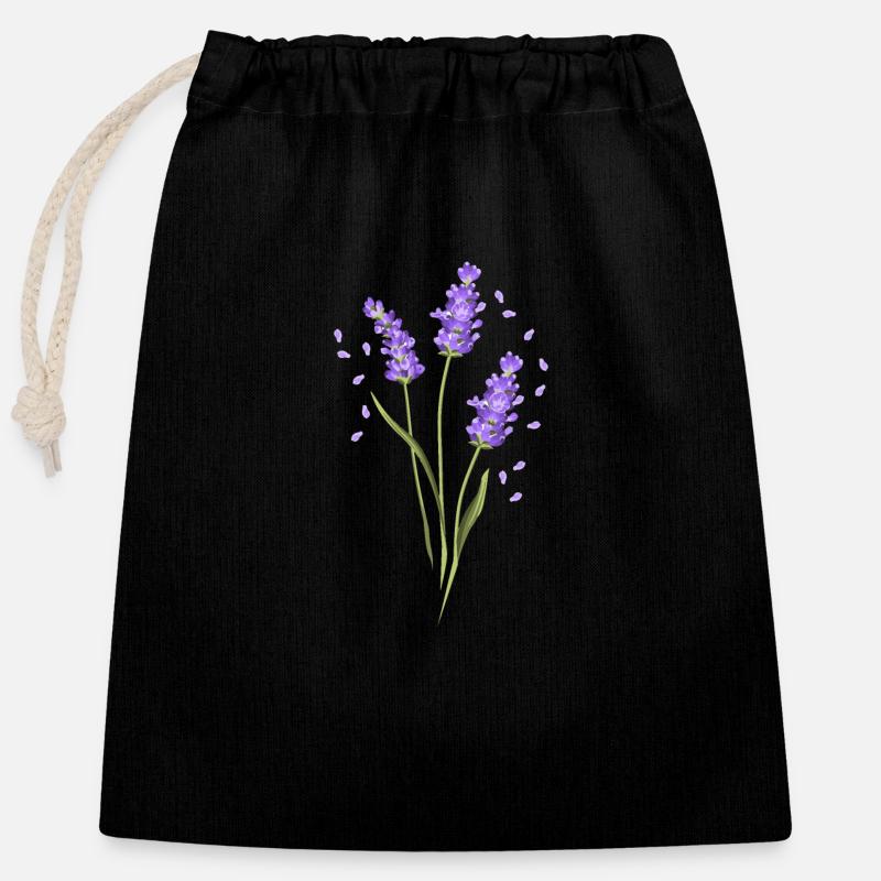 Fleur Violet Lavande d’été fleur idée de cadeau - Sac cadeau en coton avec cordon (25 x 30 cm) - noir