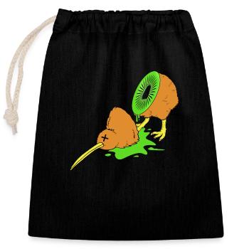 kiwi-oiseau kiwi - Sac cadeau en coton avec cordon (25 x 30 cm) - noir - Devant