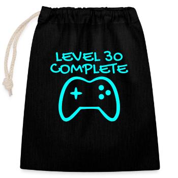 30 anniversaire Niveau 30 Complete - Sac cadeau en coton avec cordon (25 x 30 cm) - noir - Devant