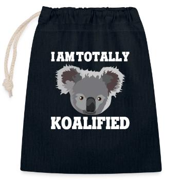 I au totally koalified jeu de mots koala drôle - Sac cadeau en coton avec cordon (25 x 30 cm) - bleu marine - Devant