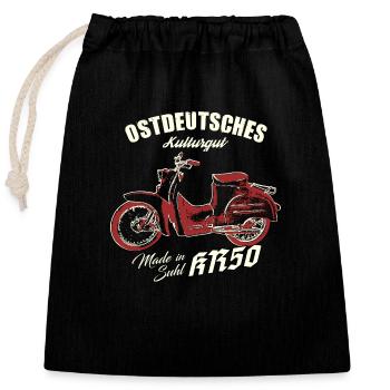 Simson KR50 - Ostdeutsches Kulturgut - Verschließbarer Geschenkbeutel aus Baumwolle (25x30cm) - Schwarz - Vorne