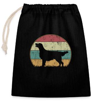 Retriever Retro Vintage à revêtement plat - Sac cadeau en coton avec cordon (25 x 30 cm) - noir - Devant