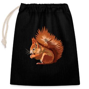 Écureuil - Sac cadeau en coton avec cordon (25 x 30 cm) - noir - Devant