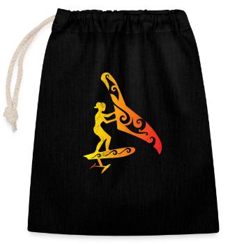 Surfer Wing Foiling Girl Foiling Lover Cadeau - Sac cadeau en coton avec cordon (25 x 30 cm) - noir - Devant