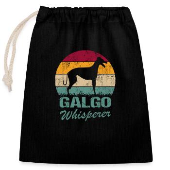 Galgo Espanol Chien Greyhound Whisperer - Sac cadeau en coton avec cordon (25 x 30 cm) - noir - Devant
