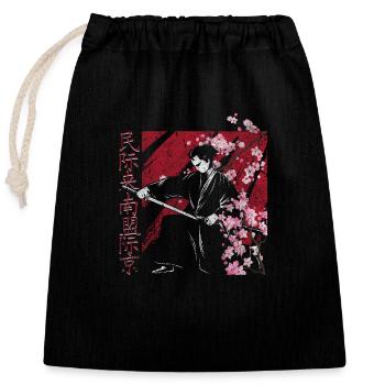 Cherry blossom - Closable cotton gift bag (25x30cm) - black - Front