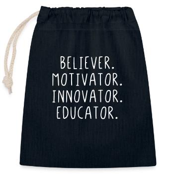 Believer motivator innovator educator - Closable cotton gift bag (25x30cm) - navy - Front
