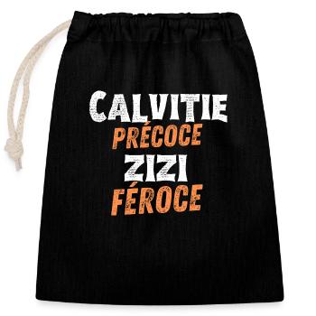 Humour Chauve calvitie precoce cadeau homme chauve - Sac cadeau en coton avec cordon (25 x 30 cm) - noir - Devant