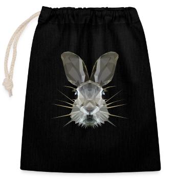 Hase - Verschließbarer Geschenkbeutel aus Baumwolle (25x30cm) - Schwarz - Vorne