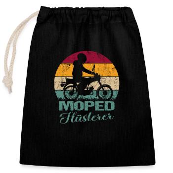 Moped DDR Mofa Ost S51 Flüsterer Retro Geschenk - Verschließbarer Geschenkbeutel aus Baumwolle (25x30cm) - Schwarz - Vorne