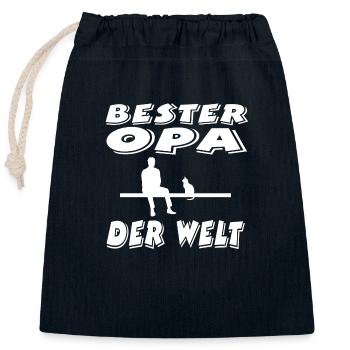 Opa - Verschließbarer Geschenkbeutel aus Baumwolle (25x30cm) - Navy - Vorne
