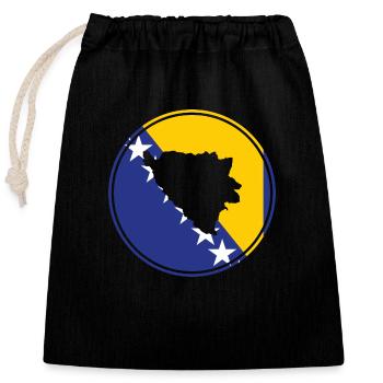 Bosnien Herzegowina Karte Balkan Bosnische Flagge - Verschließbarer Geschenkbeutel aus Baumwolle (25x30cm) - Schwarz - Vorne