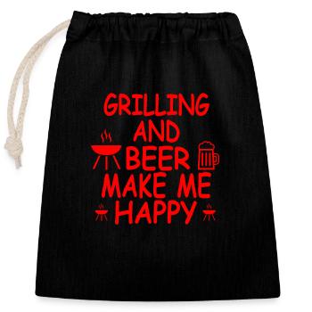 Griller - Sac cadeau en coton avec cordon (25 x 30 cm) - noir - Devant