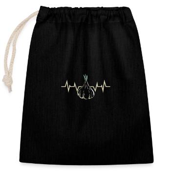 Plante d’ail - Sac cadeau en coton avec cordon (25 x 30 cm) - noir - Devant