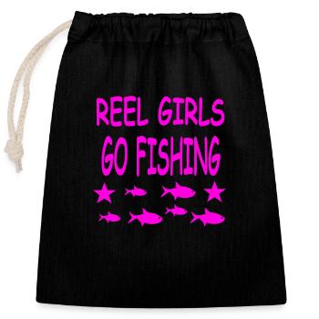 Angling - Closable cotton gift bag (25x30cm) - black - Front