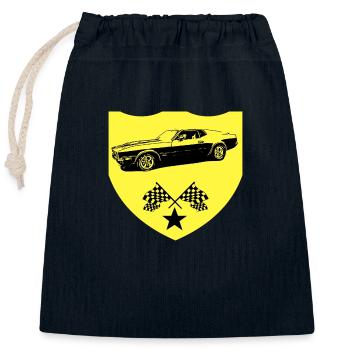 Car - Closable cotton gift bag (25x30cm) - navy - Front