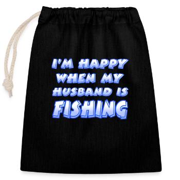 Angling - Closable cotton gift bag (25x30cm) - black - Front