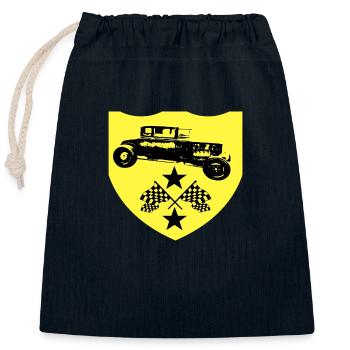 Car - Closable cotton gift bag (25x30cm) - navy - Front