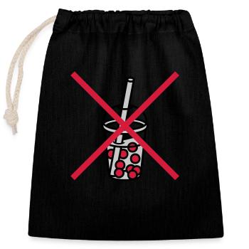Shield Bubble Tea forbidden - Closable cotton gift bag (25x30cm) - black - Front
