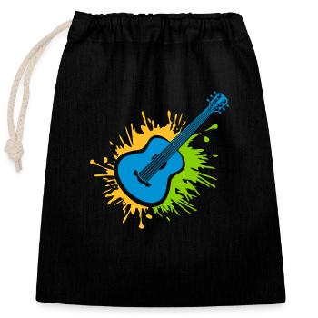 Bunte Farbkleckse Gitarrist Tropfen - Verschließbarer Geschenkbeutel aus Baumwolle (25x30cm) - Schwarz - Vorne