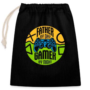 père de jour Gamer - Sac cadeau en coton avec cordon (25 x 30 cm) - noir - Devant