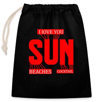 j'adore le soleil plage et cocktail - Sac cadeau en coton avec cordon (25 x 30 cm) - noir - Devant