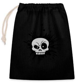 Éclaboussure de couleur Skeptical Facial Expression Skull - Sac cadeau en coton avec cordon (25 x 30 cm) - noir - Devant
