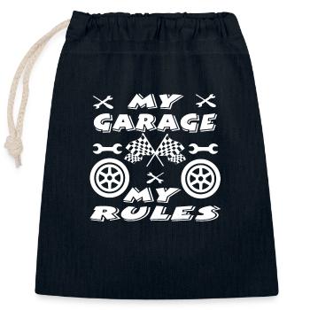 Car - Closable cotton gift bag (25x30cm) - navy - Front