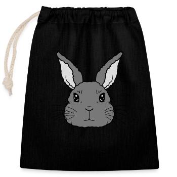 Niedlicher kleiner Hase Gesicht - Verschließbarer Geschenkbeutel aus Baumwolle (25x30cm) - Schwarz - Vorne