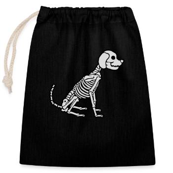 Conception de chien squelette d’Halloween - Sac cadeau en coton avec cordon (25 x 30 cm) - noir - Devant