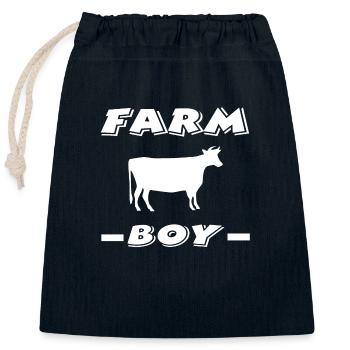 Ferme - Sac cadeau en coton avec cordon (25 x 30 cm) - bleu marine - Devant