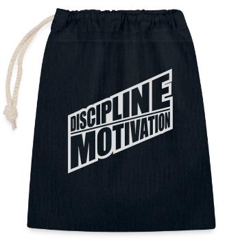 Citation de discipline sur la motivation - Sac cadeau en coton avec cordon (25 x 30 cm) - bleu marine - Devant