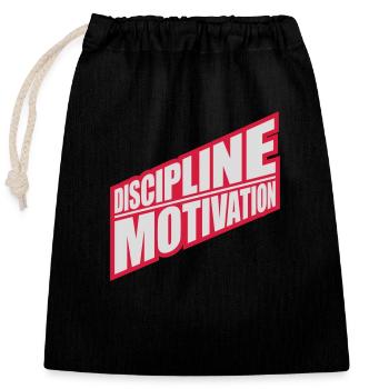 Citation de discipline sur la motivation - Sac cadeau en coton avec cordon (25 x 30 cm) - noir - Devant