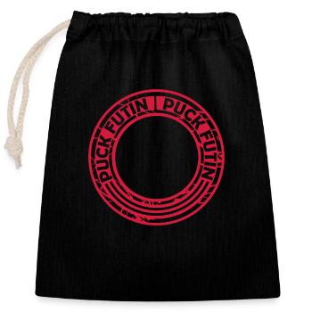 puck futin logo design - Closable cotton gift bag (25x30cm) - black - Front