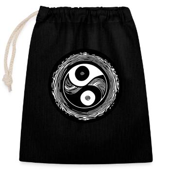 Yin Yang Signe Symbole Paix Bonheur Vecteur 10 - Sac cadeau en coton avec cordon (25 x 30 cm) - noir - Devant