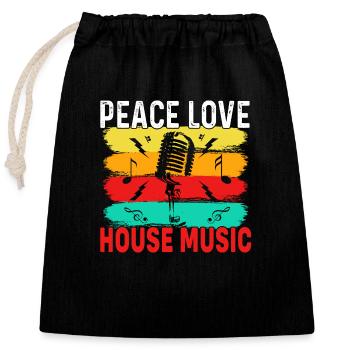 frieden liebe House Musik, peace love house music - Verschließbarer Geschenkbeutel aus Baumwolle (25x30cm) - Schwarz - Vorne