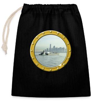 New York-Upper Bay - Closable cotton gift bag (25x30cm) - black - Front