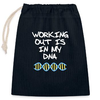 Working out is in my DNA fitness quote - Closable cotton gift bag (25x30cm) - navy - Front