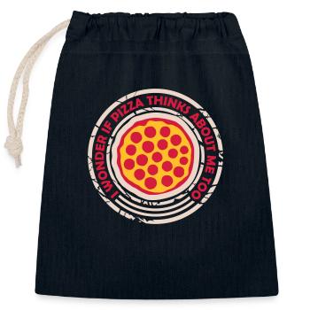 pizza thinks about me - Closable cotton gift bag (25x30cm) - navy - Front
