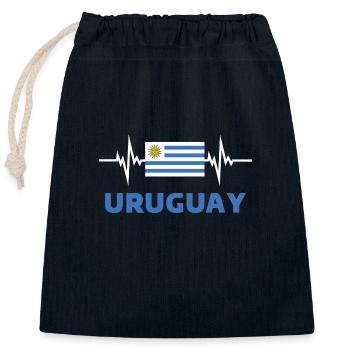 Uruguay Fußball 2022 Herzschlag Uruguay - Verschließbarer Geschenkbeutel aus Baumwolle (25x30cm) - Navy - Vorne