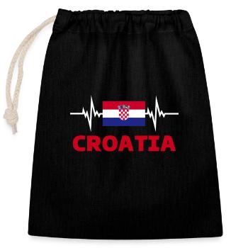 Croatia Football 2022 HeartBeat Croatia football - Closable cotton gift bag (25x30cm) - black - Front