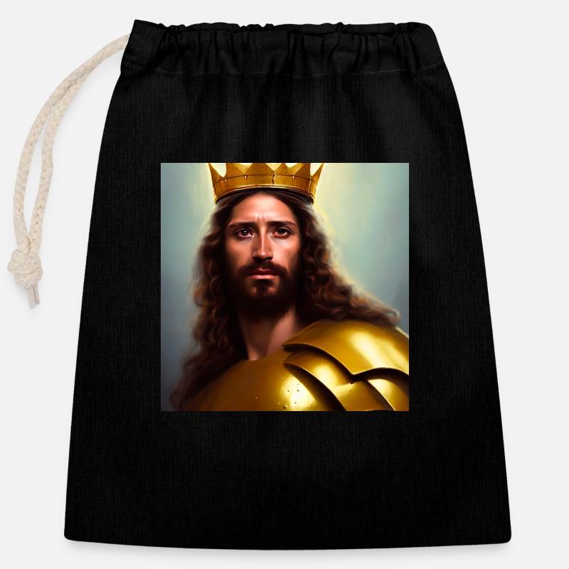 Jesus Christus, König der Könige. Digitale Malerei - Verschließbarer Geschenkbeutel aus Baumwolle (25x30cm) - Schwarz