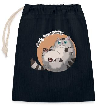 Body Pawsitivity Cat orange - Verschließbarer Geschenkbeutel aus Baumwolle (25x30cm) - Navy - Vorne